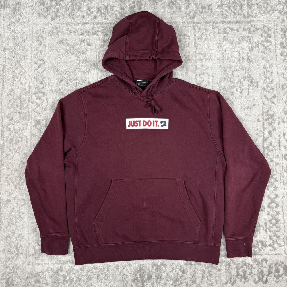 Nike Hoodie Mens Maroon Just Do It Swoosh Pullover Jacket BV5094 Size Medium